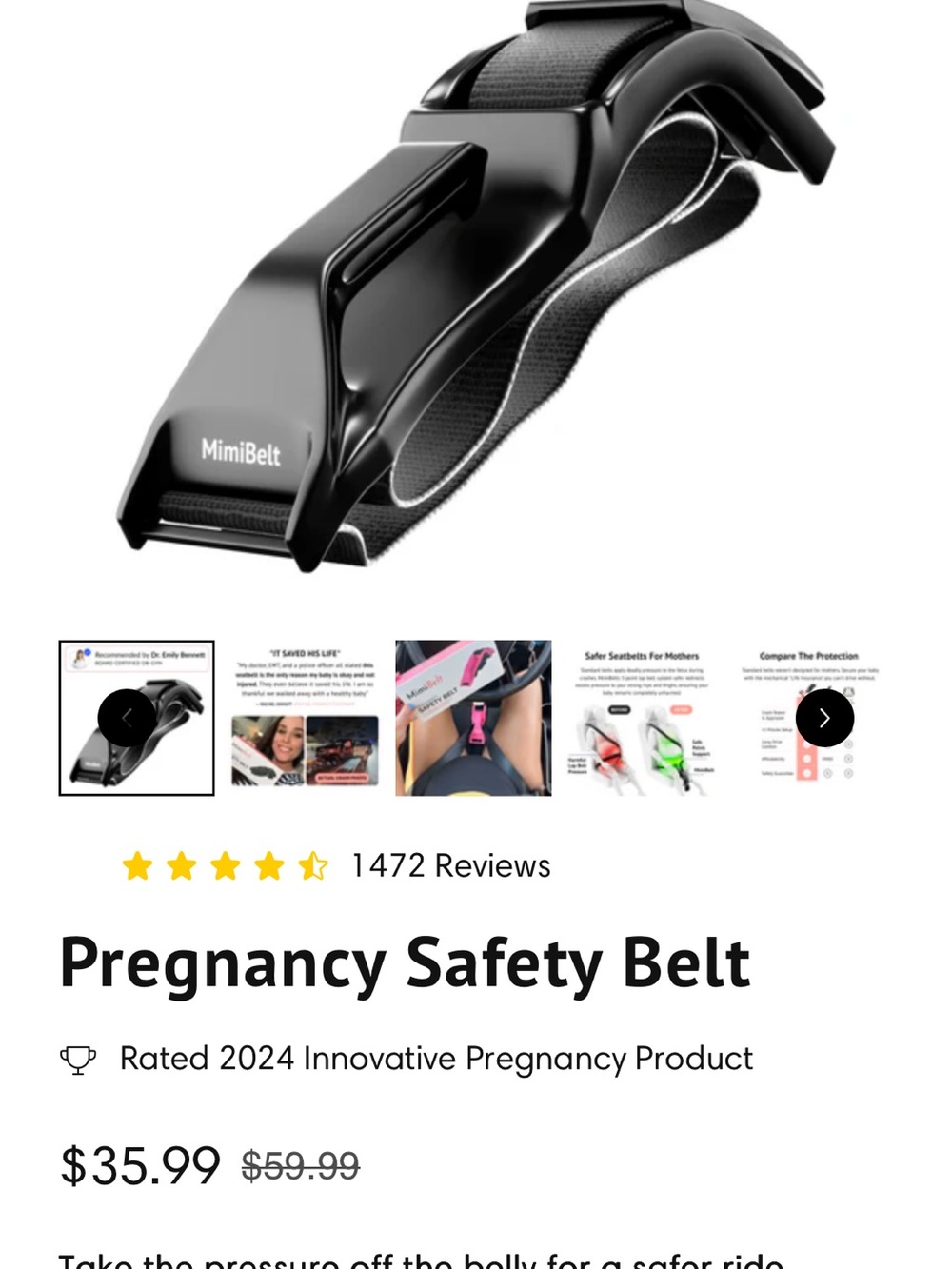 MimiBelt Pregnancy Safety Belt - Black - Picture 2 of 2